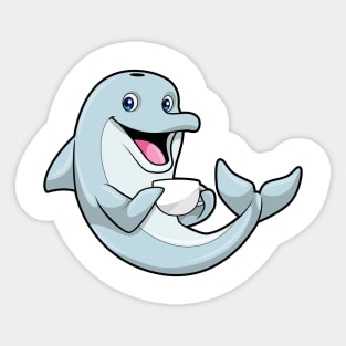Dolphin with Cup of Coffee Sticker